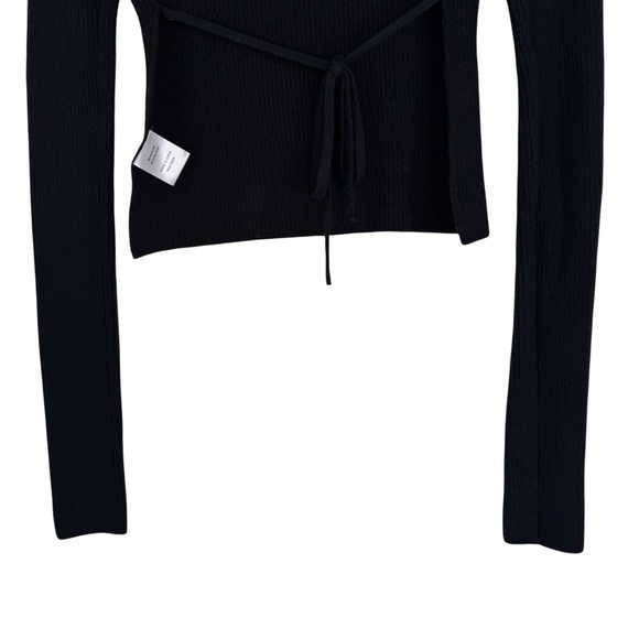 CAMILA COELHO Ribbed Knit Cropped M Black Cutout Open Back Mock Neck Long Sleeve - Picture 11 of 15